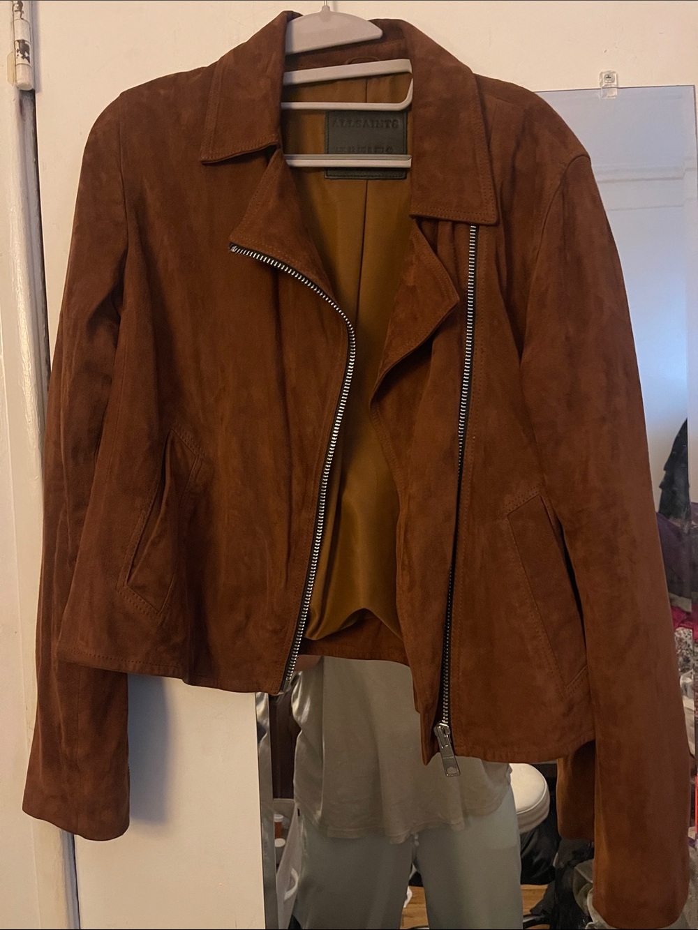 AllSaints Women’s Suede Vela Moto Jacket NWOT